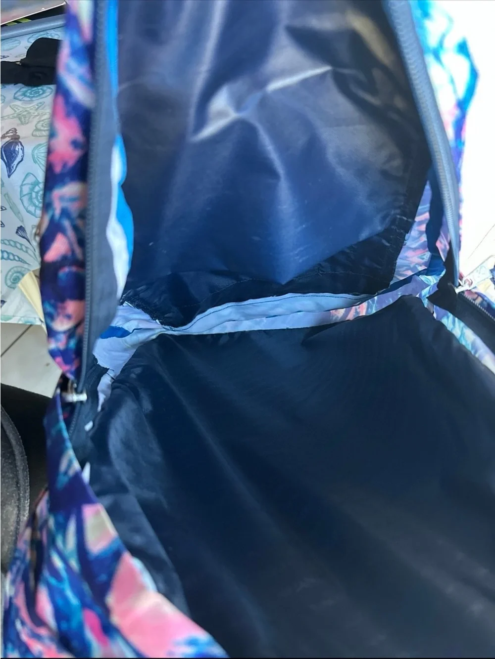 Jansport Navy and Pink Abstract Print Backpack